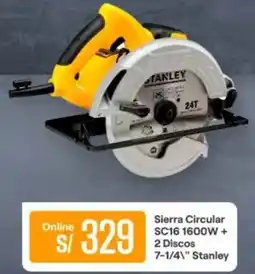 Promart Stanley sierra circular sc16 1600w + 2 discos 7-1/4" oferta