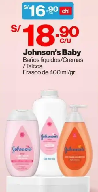 InkaFarma Johnson's Baby Baños Líquidos/Cremas/Talcos 400ml/g oferta