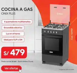 Hiraoka Cocina a gas onix plus oferta