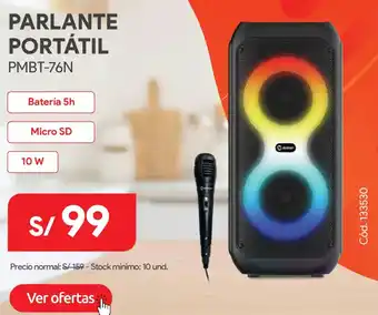 Hiraoka Parlante portátil PMBT-76N oferta