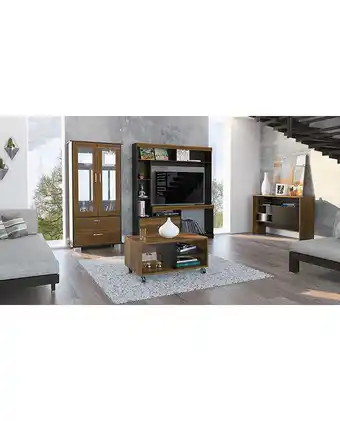 Tiendas EFE Estante tuhome tv 52 + vitrina + arrimo + mesa centro classic color - caramelo y wengue oferta