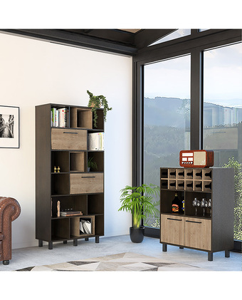 Tiendas EFE Combo tuhome biblioteca + bar kaia - wengue/miel oferta