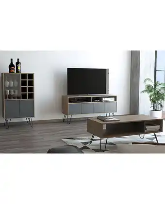 Tiendas EFE Rack tv 55 + bar + mesa centro vassel tuhome - miel / plomo oferta