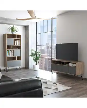 Tiendas EFE Rack tv 55 + biblioteca vassel tuhome - miel / plomo oferta