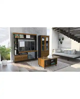 Tiendas EFE Estante tuhome tv 52 + vitrina + mesa centro classic color - caramelo y wengue oferta