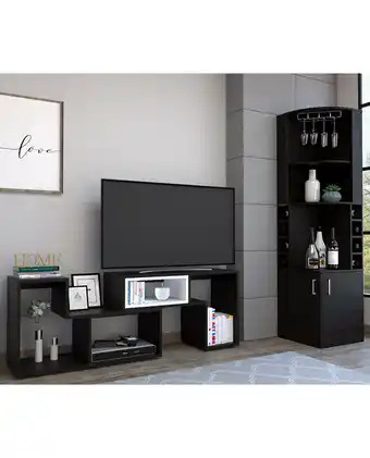 Tiendas EFE Bar esquinero kava + rack extensible tv 40 beijing tuhome - wengue/blanco oferta