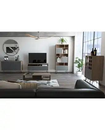 Tiendas EFE Rack tv 55 + biblioteca + bar + bife + mesa centro vassel tuhome - miel / plomo oferta
