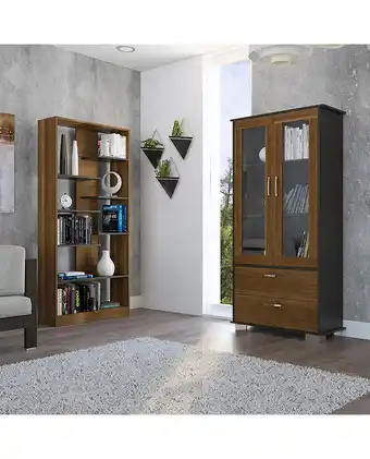 Tiendas EFE Biblioteca + vitrina tuhome classic color - caramelo y wengue oferta