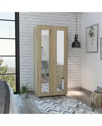 Tiendas EFE Clóset tuhome z-80 - 2 puertas con espejo duna/blanco oferta