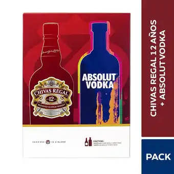 Tottus Pack whisky 12 años 750 ml + vodka 750 ml oferta