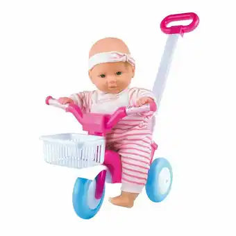 Tottus Muneca 38 cm con triciclo empujador oferta