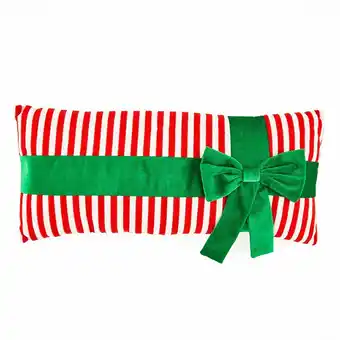 Tottus Cojin rectangular navidad rayas con lazo 50x20cm oferta