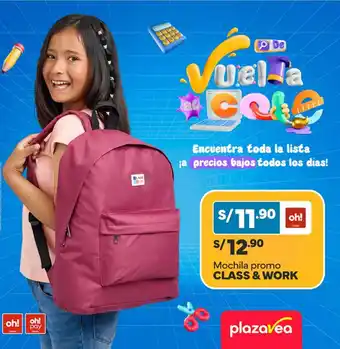 Plaza Vea Mochila promo CLASS & WORK oferta