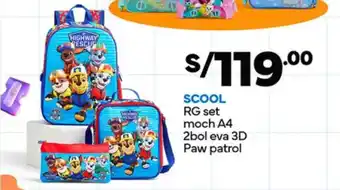 Plaza Vea SCOOL RG set moch A4 2bol eva 3D Paw patrol oferta