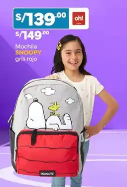 Plaza Vea Mochila SNOOPY gris rojo oferta