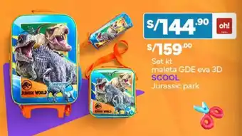 Plaza Vea Set kt maleta GDE eva 3D SCOOL Jurassic park oferta