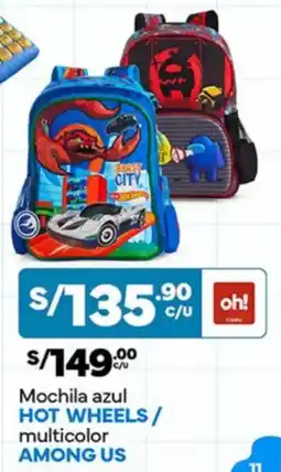 Plaza Vea Mochila azul HOT WHEELS/ multicolor AMONG US oferta