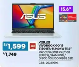 Plaza Vea Asus vivobook go 15 E1504FA-NJ404W 15.6" oferta