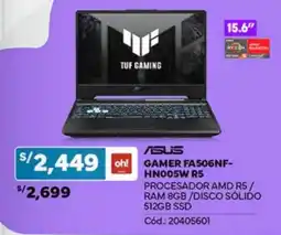 Plaza Vea Asus gamer FA506NF- HN005W R5 oferta