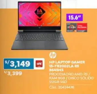 Plaza Vea Hp laptop gamer 15-FB2002LA RS 8645HS oferta