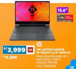 Plaza Vea Hp laptop gamer 15-FB2017LA R7 8845HS oferta