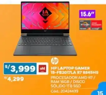 Plaza Vea Hp laptop gamer 15-FB2017LA R7 8845HS oferta