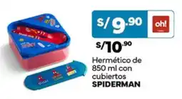 Plaza Vea Hermético de con cubiertos SPIDERMAN oferta