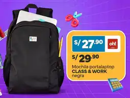 Plaza Vea Mochila portalaptop CLASS & WORK negra oferta