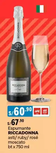 Plaza Vea Espumante RICCADONNA asti / ruby / rosé moscato bt oferta