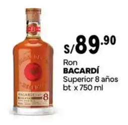 Plaza Vea Ron BACARDÍ Superior 8 años bt oferta