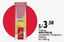 Plaza Vea Fideos MOLITALIA spaghetti / linguine / tallarín bl oferta