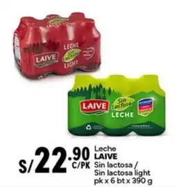 Plaza Vea Leche LAIVE Sin lactosa / Sin lactosa light pk oferta