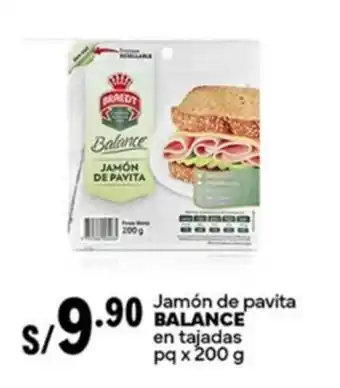 Plaza Vea Jamón de pavita BALANCE en tajadas pq oferta