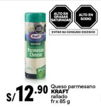 Plaza Vea Queso parmesano KRAFT rallado fr oferta