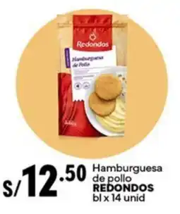 Plaza Vea Hamburguesa de pollo REDONDOS oferta