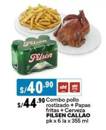 Plaza Vea Combo pollo rostizado + Papas fritas + Cerveza PILSEN CALLAO oferta