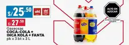 Plaza Vea Gaseosas COCA-COLA + INCA KOLA + FANTA oferta