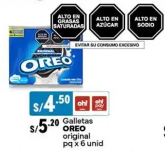 Plaza Vea Galletas OREO original oferta