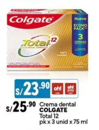 Plaza Vea Crema dental COLGATE Total 12 oferta