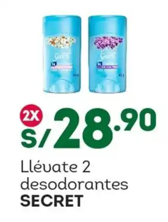 Tottus Llévate 2 desodorantes SECRET oferta