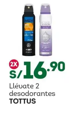 Tottus Llévate 2 desodorantes TOTTUS oferta