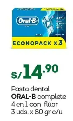 Tottus Pasta dental ORAL-B complete 4 en 1 con flúor oferta