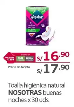 Tottus Toalla higiénica natural NOSOTRAS buenas noches oferta