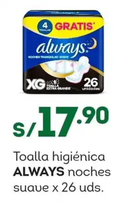 Tottus Toalla higiénica ALWAYS noches suave oferta