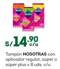 Tottus Tampón NOSOTRAS con aplicador regular, súper o súper plus oferta