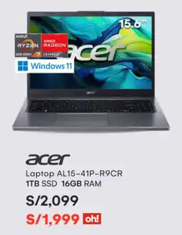 Oechsle acer Laptop AL15-41P-R9CR 1TB SSD 16GB RAM oferta