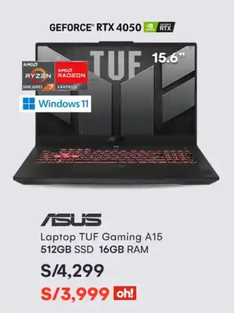 Oechsle ASUS Laptop TUF Gaming A15 512GB SSD 16GB RAM oferta