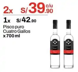 Metro Pisco puro cuatro gallos oferta