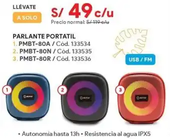 Hiraoka Parlante portatil PMBT-80A oferta