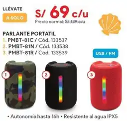 Hiraoka Parlante portatil PMBT-81C oferta